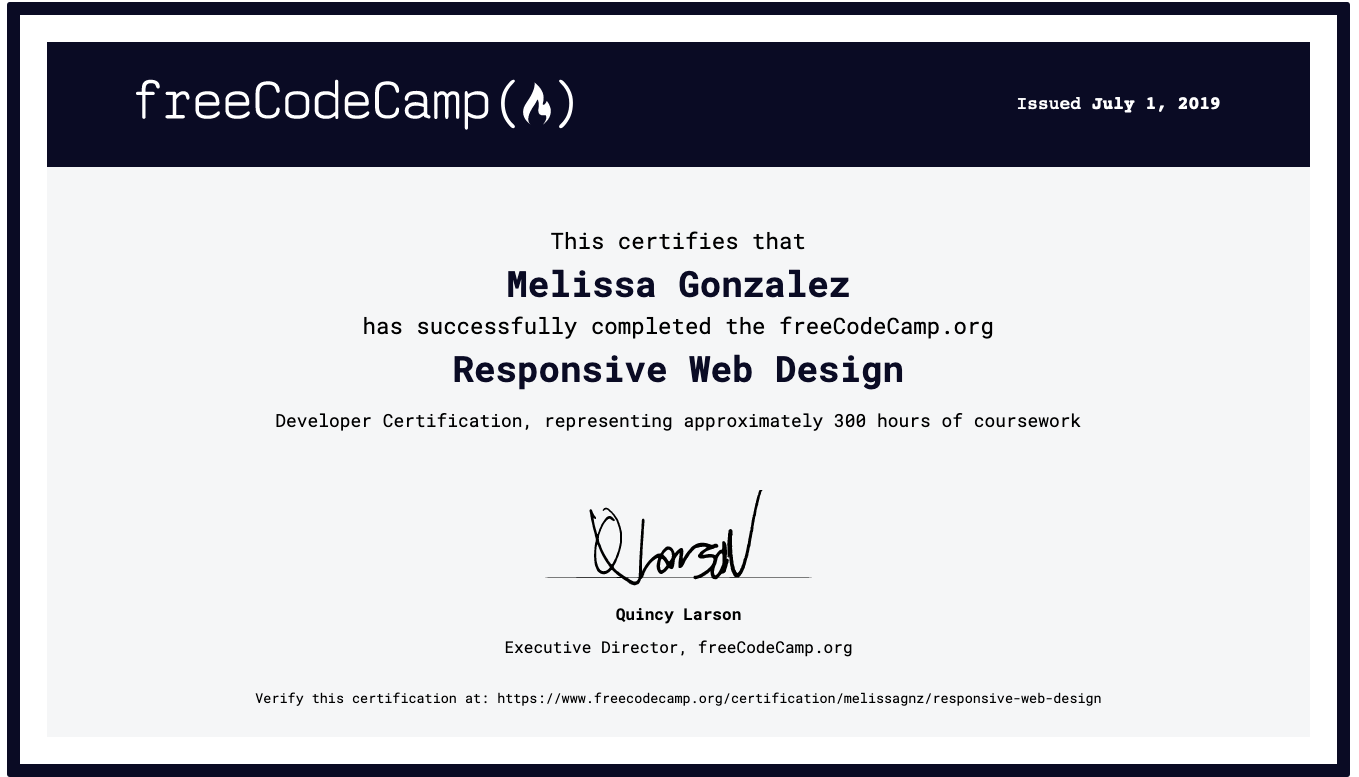 freeCodeCamp responsive design certificate